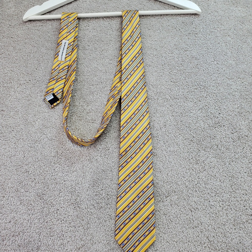 The Metropolitan Museum of Art Necktie Mens Yellow Multi‎ Diagonal Stripes Silk